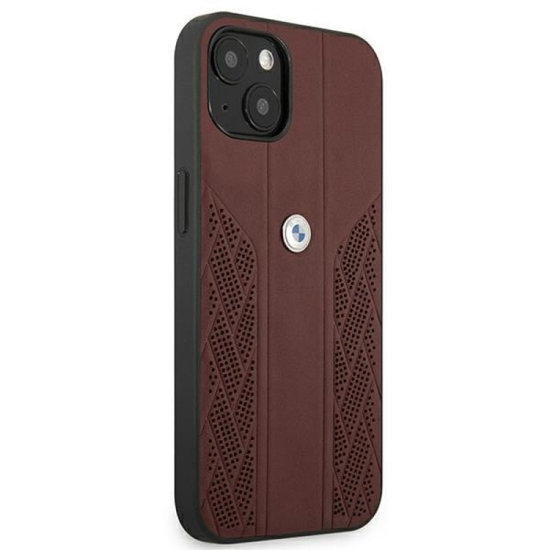 BMW BMHCP13MRSPPR Apple iPhone 13 hardcase Leather Curve Perforate, rood