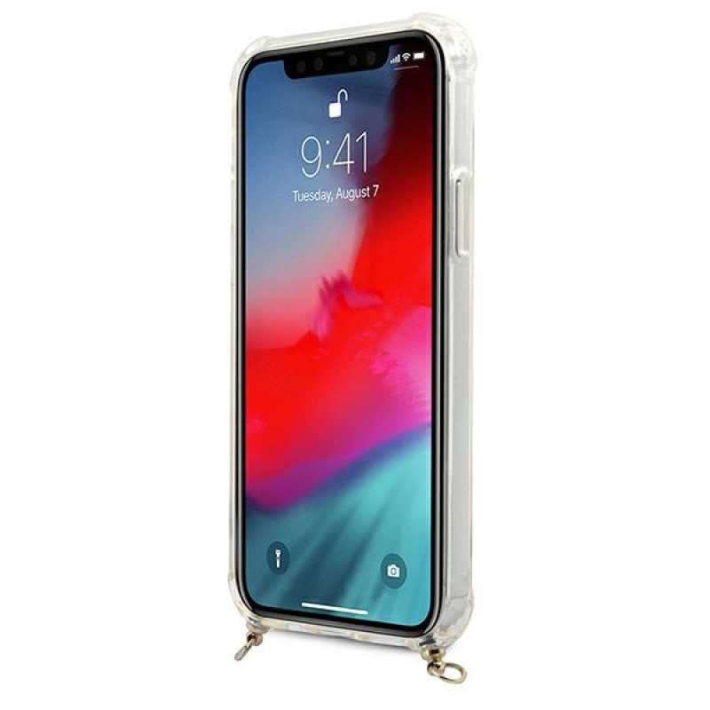 Guess GUHCP12MKC4GSGO Apple iPhone 12 / 12 Pro hardcase 4G Gold Chain, transparant