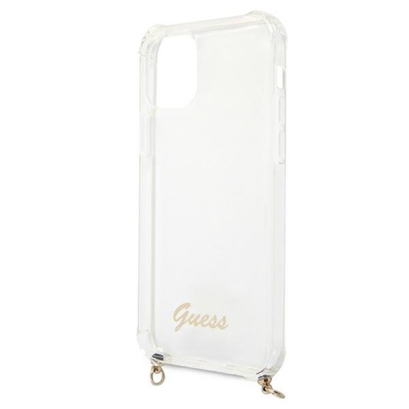 Guess GUHCP12MKC4GSGO Apple iPhone 12 / 12 Pro hardcase 4G Gold Chain, transparant