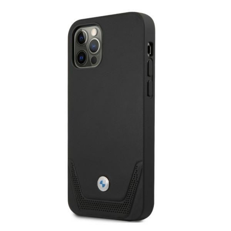 BMW BMHCP12MRSWPK Apple iPhone 12 / 12 Pro hardcase Leather Perforate, zwart