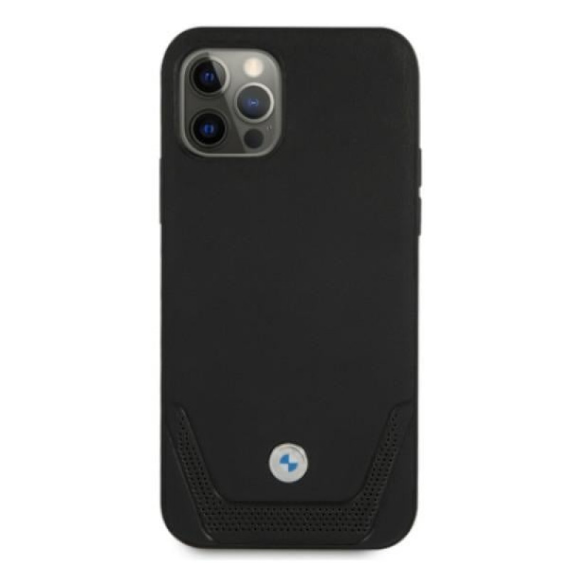BMW BMHCP12MRSWPK Apple iPhone 12 / 12 Pro hardcase Leather Perforate, zwart
