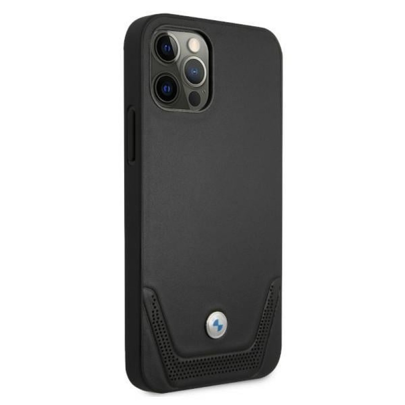 BMW BMHCP12MRSWPK Apple iPhone 12 / 12 Pro hardcase Leather Perforate, zwart
