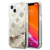 Guess GUHCP13SLGPEGO Apple iPhone 13 mini hardcase Peony Liquid Glitter, goud