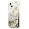 Guess GUHCP13SLGPEGO Apple iPhone 13 mini hardcase Peony Liquid Glitter, goud