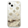 Guess GUHCP13SLGPEGO Apple iPhone 13 mini hardcase Peony Liquid Glitter, goud