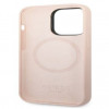 Guess Silicone Metal Logo MagSafe-compatibele hoes voor Apple iPhone 14 Pro, roze