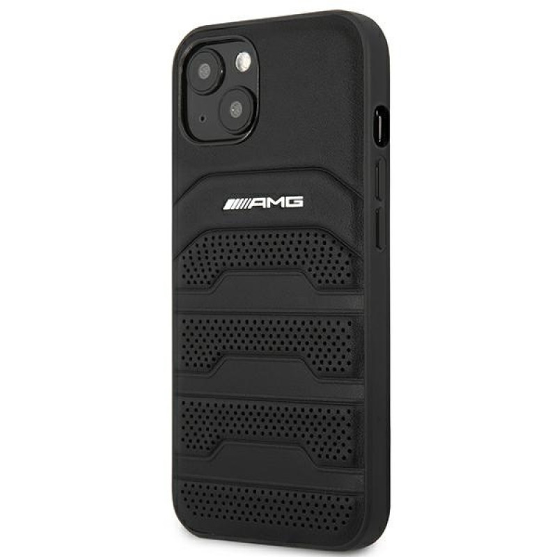 Mercedes-AMG AMHCP14MGSEBK Apple iPhone 14 Plus / 15 Plus hardcase, Leather Debossed Lines, zwart