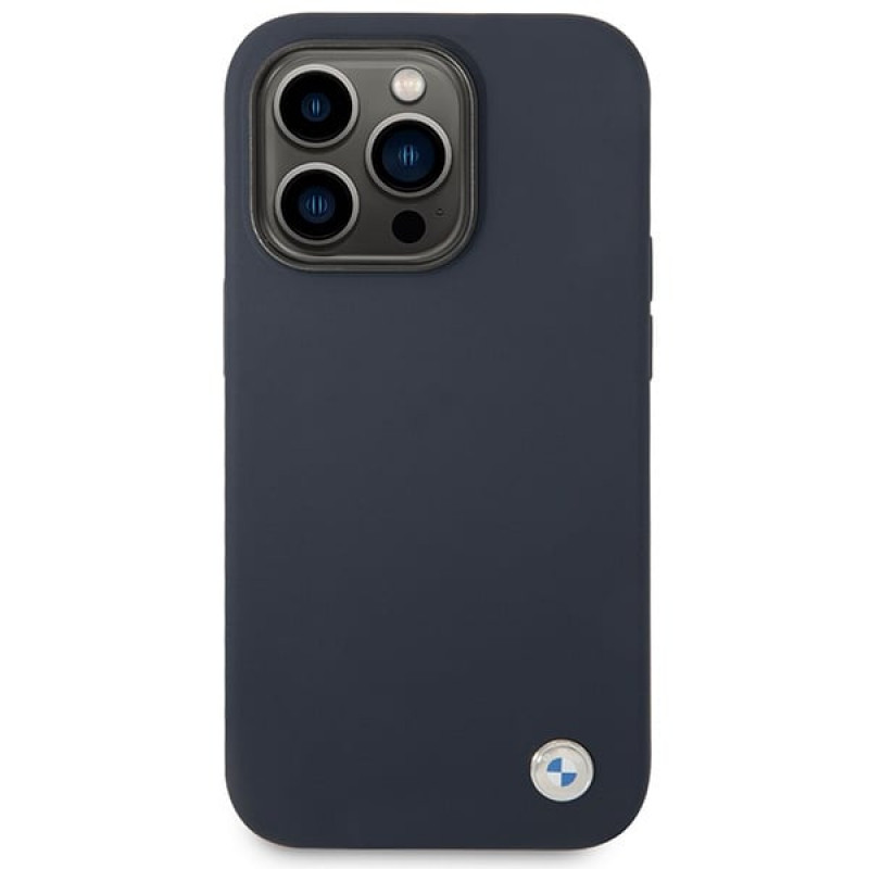 BMW BMHMP14XSILNA Apple iPhone 14 Pro Max hoesje, Silicone Metal Logo MagSafe, marineblauw