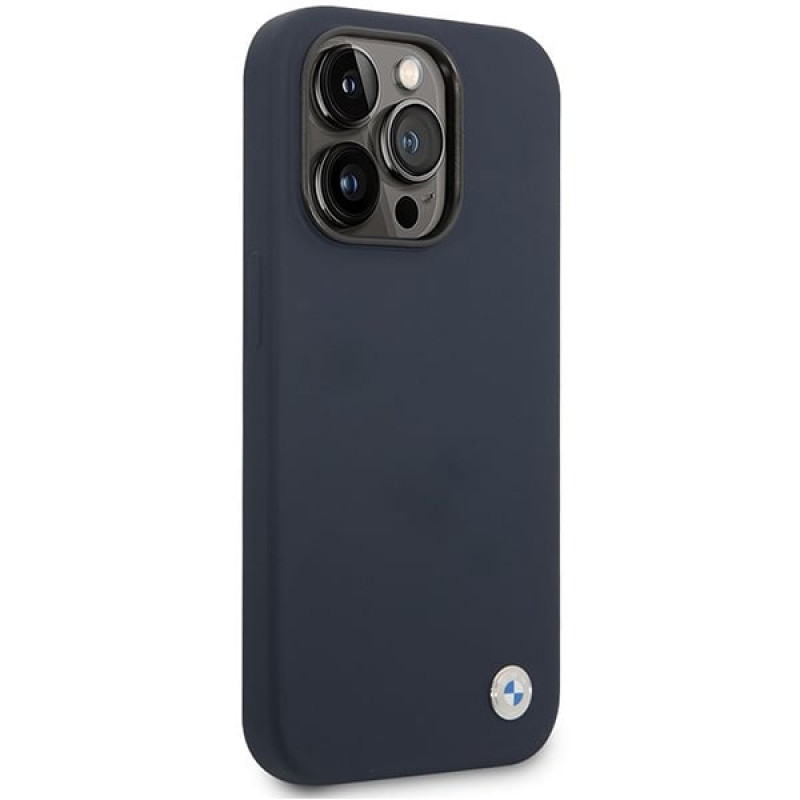 BMW BMHMP14XSILNA Apple iPhone 14 Pro Max hoesje, Silicone Metal Logo MagSafe, marineblauw