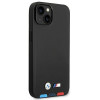 BMW BMHMP14M22PTDK Apple iPhone 14 Plus / 15 Plus hoesje, Leather Stamp Tricolor MagSafe, zwart