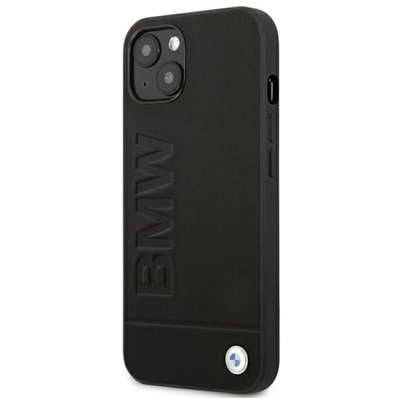 BMW BMHCP14MSLLBK Apple iPhone 14 Plus / 15 Plus hoesje, Leather Stamp, zwart