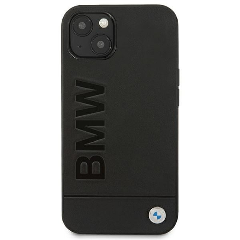 BMW BMHCP14MSLLBK Apple iPhone 14 Plus / 15 Plus hoesje, Leather Stamp, zwart