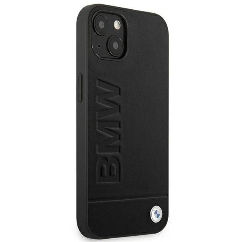 BMW BMHCP14MSLLBK Apple iPhone 14 Plus / 15 Plus hoesje, Leather Stamp, zwart