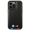 BMW BMHMP14X22PTDK Apple iPhone 14 Pro Max hoesje, Leather Stamp Tricolor MagSafe, zwart
