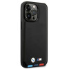 BMW BMHMP14X22PTDK Apple iPhone 14 Pro Max hoesje, Leather Stamp Tricolor MagSafe, zwart
