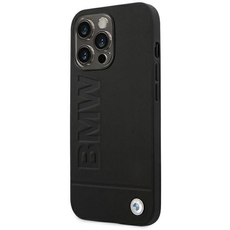 BMW BMHCP14LSLLBK Apple iPhone 14 Pro hoesje, Leather Stamp, zwart