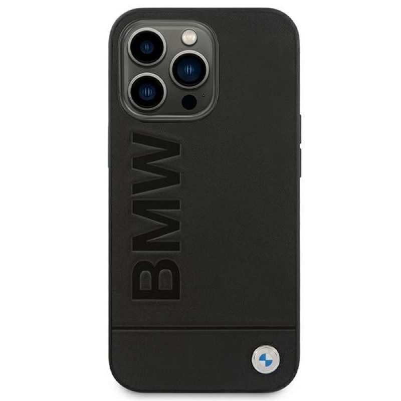BMW BMHCP14LSLLBK Apple iPhone 14 Pro hoesje, Leather Stamp, zwart