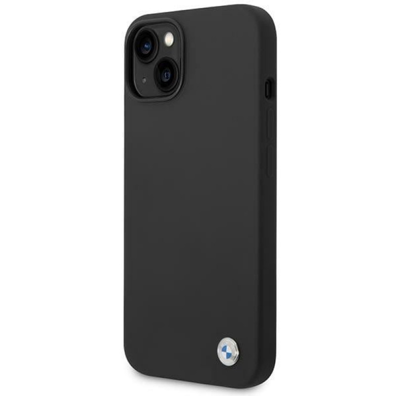 BMW BMHCP14MSILBK Apple iPhone 14 Plus / 15 Plus hoesje, Silicone Metal Logo, zwart