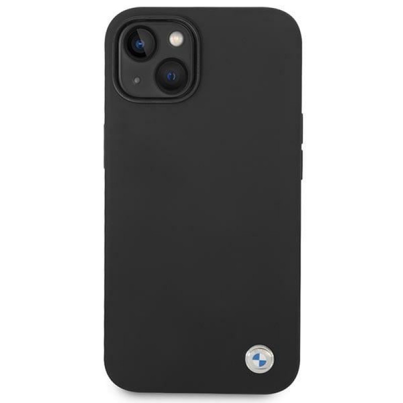 BMW BMHCP14SSILBK Apple iPhone 14-hoesje, Silicone Metal Logo, zwart