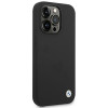 BMW BMHCP14XSILBK Silicone Metal Logo hardcase voor Apple iPhone 14 Pro Max 6,7", zwart