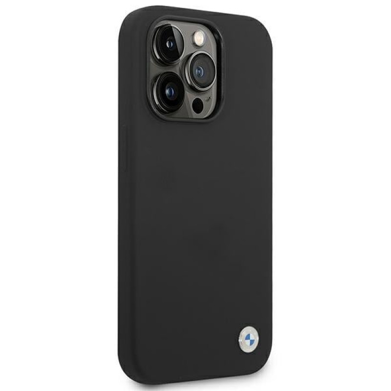 BMW BMHCP14LSILBK Apple iPhone 14 Pro hoesje, Silicone Metal Logo, zwart