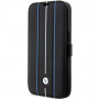 BMW BMBKP14L22RVSK Leather Stamp Blue Lines bookcase voor Apple iPhone 14 Pro 6,1", zwart