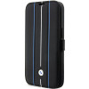 BMW BMBKP14L22RVSK Leather Stamp Blue Lines bookcase voor Apple iPhone 14 Pro 6,1", zwart
