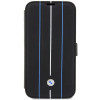 BMW BMBKP14L22RVSK Leather Stamp Blue Lines bookcase voor Apple iPhone 14 Pro 6,1", zwart