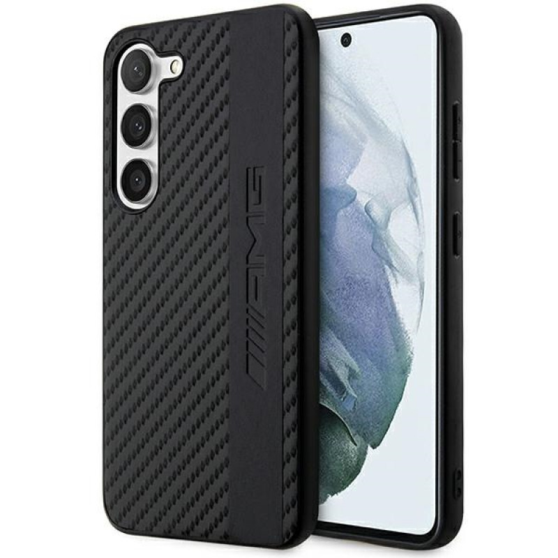 Mercedes-AMG AMHCS23SBLSCA Carbon Stripe & Embossed hardcase voor Samsung Galaxy S23 (S911), zwart