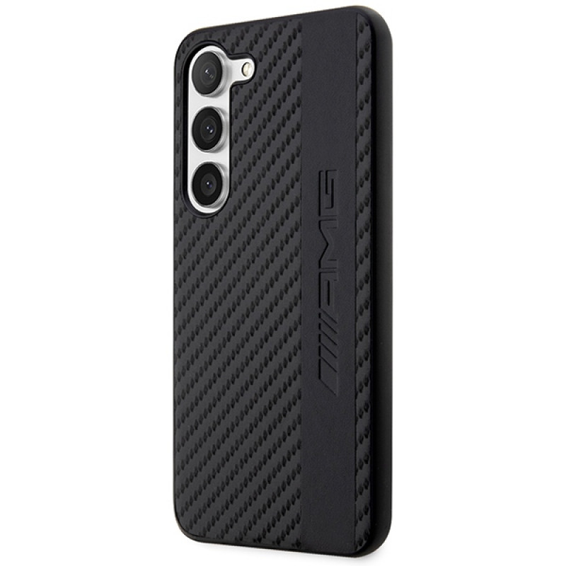 Mercedes-AMG AMHCS23SBLSCA Carbon Stripe & Embossed hardcase voor Samsung Galaxy S23 (S911), zwart