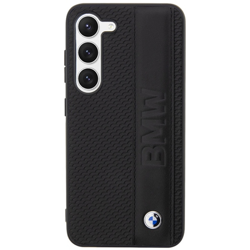 BMW BMHCS23M22RDPK Leather Textured & Stripe hardcase voor Samsung Galaxy S23+ (S916), zwart
