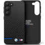 BMW BMHCS23M22NBCK Leather Carbon hardcase voor Samsung Galaxy S23+ (S916), zwart