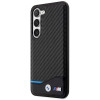 BMW BMHCS23M22NBCK Leather Carbon hardcase voor Samsung Galaxy S23+ (S916), zwart