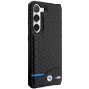 BMW BMHCS23M22NBCK Leather Carbon hardcase voor Samsung Galaxy S23+ (S916), zwart