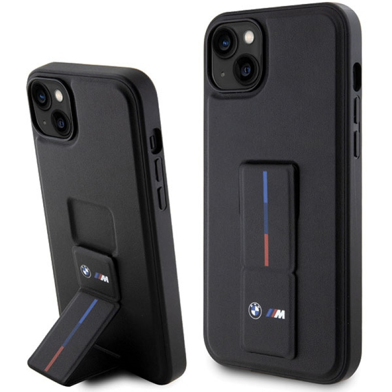 BMW Grip Stand Hot Stamp hoesje voor Apple iPhone 14 / 15 / 13, zwart