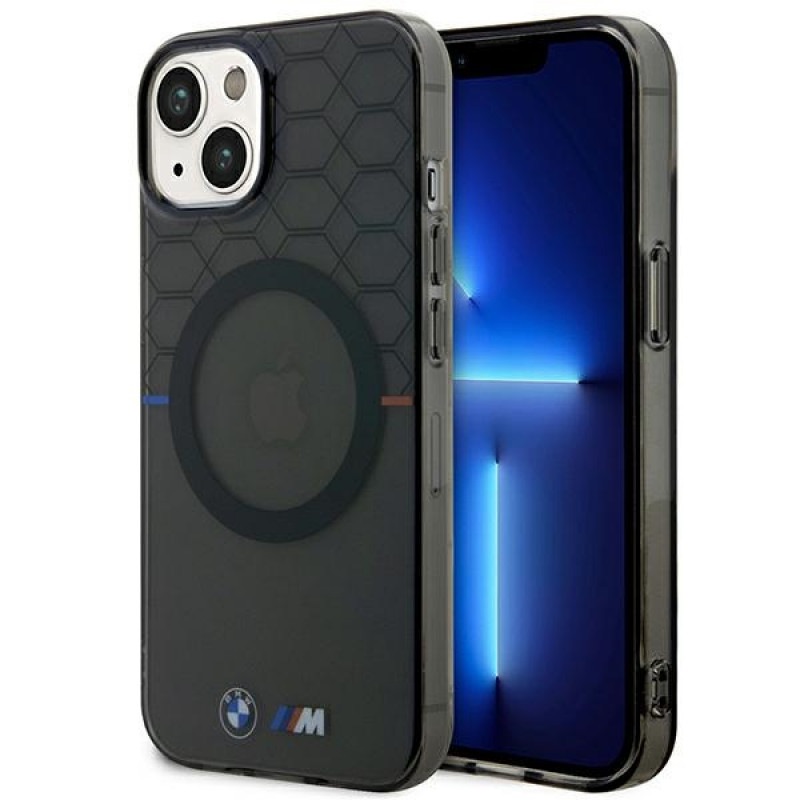 BMW BMHMP14MHGPK Pattern MagSafe hardcase voor Apple iPhone 14 Plus / 15 Plus, grijs