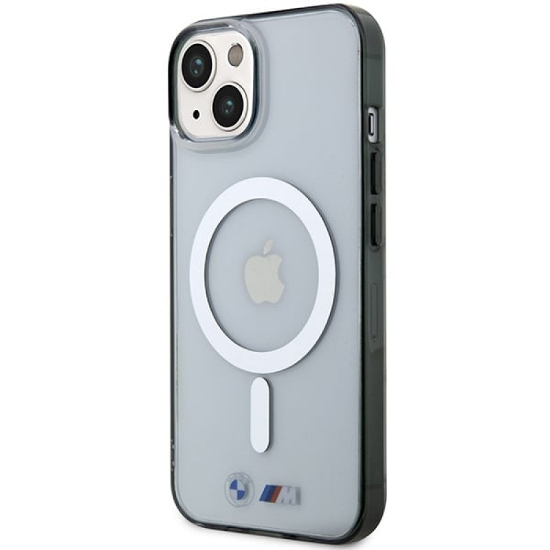BMW BMHMP14MHCRS Silver Ring MagSafe hardcase voor Apple iPhone 14 Plus / 15 Plus, transparant