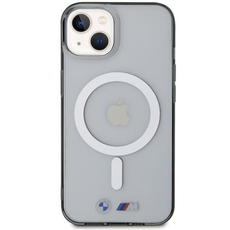 BMW BMHMP14MHCRS Silver Ring MagSafe hardcase voor Apple iPhone 14 Plus / 15 Plus, transparant