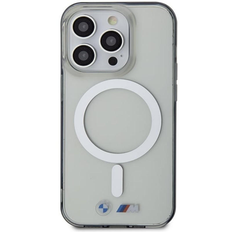 BMW BMHMP14LHCRS Silver Ring MagSafe hardcase voor Apple iPhone 14 Pro, transparant