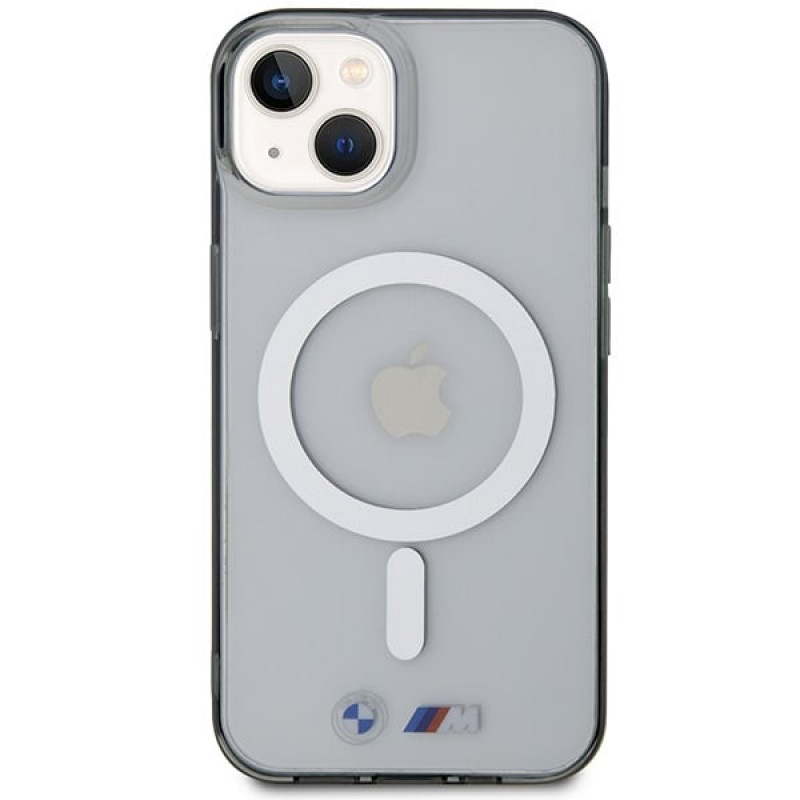 BMW BMHMP14SHCRS Silver Ring MagSafe hardcase voor Apple iPhone 14, transparant
