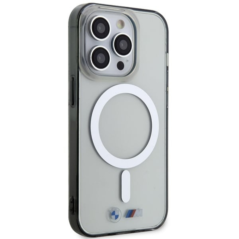BMW BMHMP14XHCRS Silver Ring MagSafe hardcase voor Apple iPhone 14 Pro Max, transparant