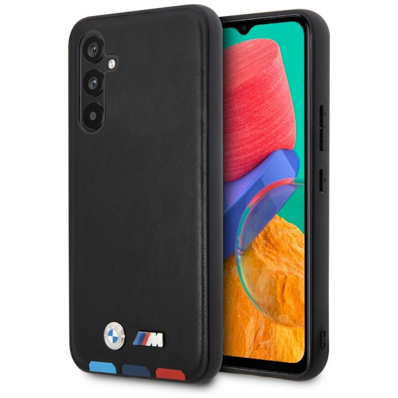 BMW BMHCSA5422PTDK Leather Stamp Tricolor hardcase voor Samsung Galaxy A54 (A546), zwart