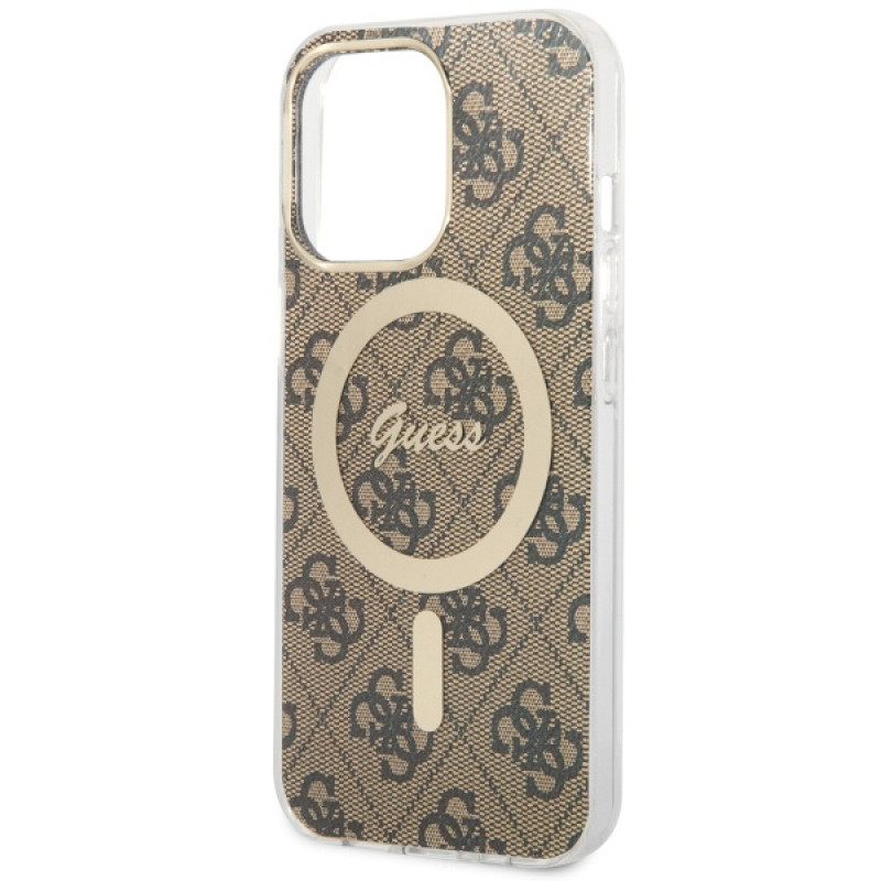 Guess GUHMP13LH4STW 4G MagSafe-hardcase voor Apple iPhone 13 Pro, bruin
