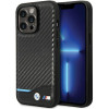 BMW BMHCP13X22NBCK Leather Carbon hardcase voor Apple iPhone 13 Pro Max, zwart