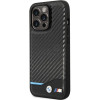 BMW BMHCP13X22NBCK Leather Carbon hardcase voor Apple iPhone 13 Pro Max, zwart