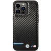 BMW BMHCP13X22NBCK Leather Carbon hardcase voor Apple iPhone 13 Pro Max, zwart