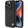 BMW BMHCP15X22RQDK Leren gewatteerde hoes voor Apple iPhone 15 Pro Max, zwart