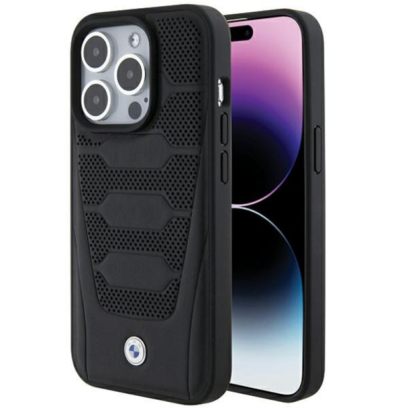 BMW BMHCP15X22RPSK Leather Seats Pattern hardcase voor Apple iPhone 15 Pro Max, zwart