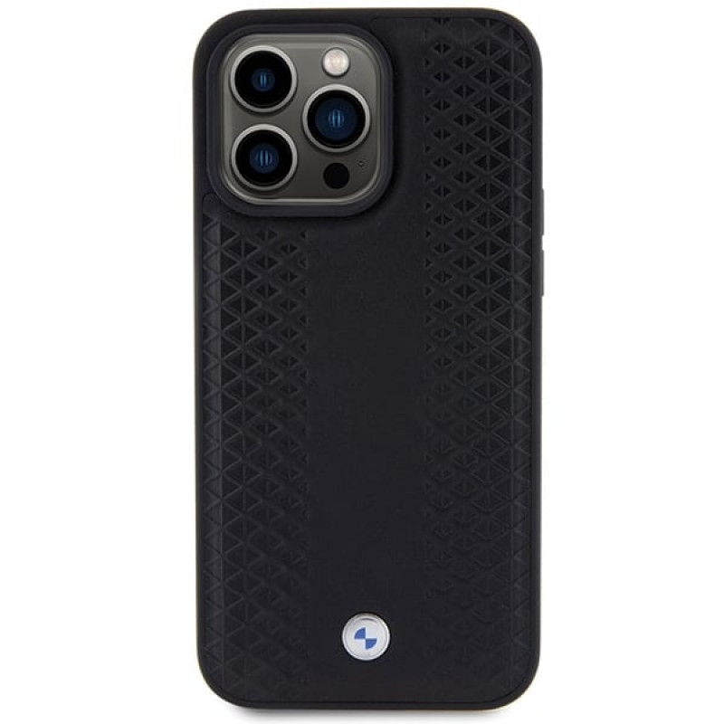 BMW BMHCP15L22RFGK Leather Diamond Pattern-hoesje voor Apple iPhone 15 Pro, zwart