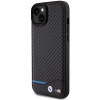 BMW BMHCP15M22NBCK Leather Carbon hardcase voor Apple iPhone 15 Plus / 14 Plus, zwart